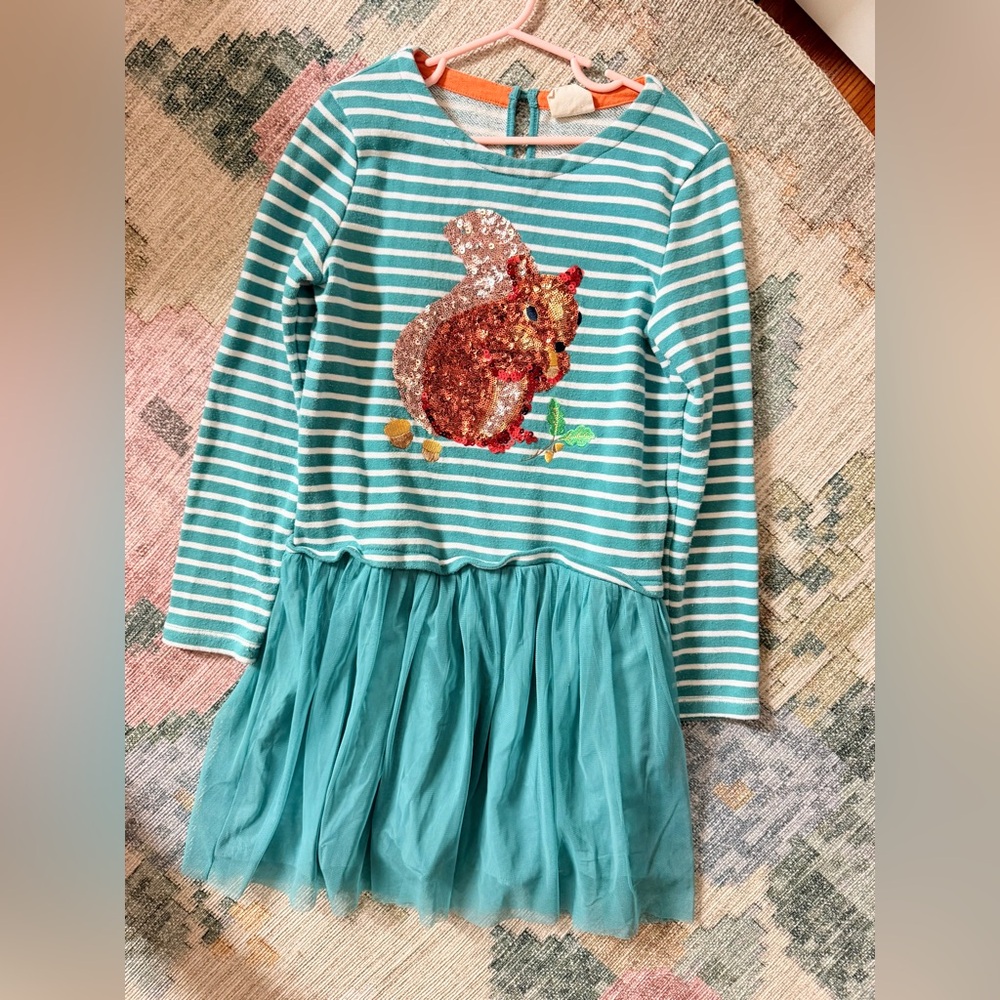 Mini Boden sequin squirrel tulle dress